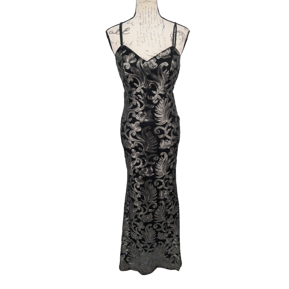 Windsor Formal Dress Small Black Silver Sequins Gothic Dark Fairy